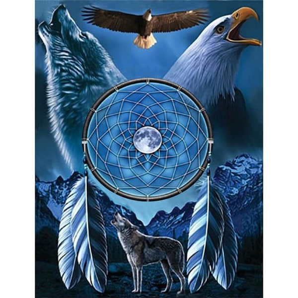 30*40 CM 5D diamond painting aikuisille, Wolf Eagle Ful