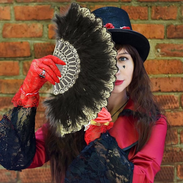 2 kpl Mustavalkoinen 1920-luvun Höyhentuuletin, Kirjailtu Kukka Marabou Höyhentuuletin, 1920-luvun Marabou Höyhentuuletin, Flapper Höyhen