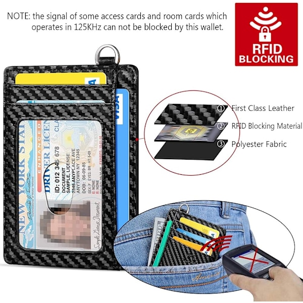Svart Slank Minimalistisk Plånbok, Framfickplånbok, RFID-Blockering, Kreditkortshållare för Män & Kvinnor