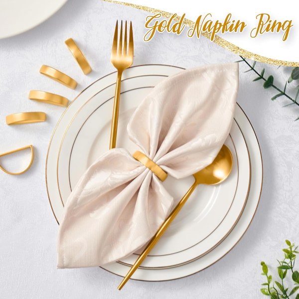 Set med 12, Halvcirkelformade Metalliska Gyllene Servett Hållare Spännen, Höst Thanksgiving Jul Servettringar, Servettringar för Middag