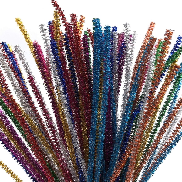 100 stycken piprensare i 10 färger Chenille-stänger för DIY-projekt