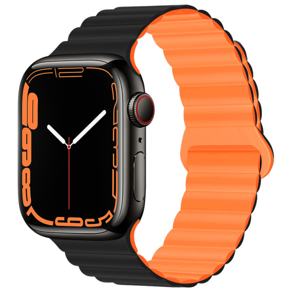 Noir Orange Kompatibel avec Armbånd Apple Watch 45mm 44mm 32mm