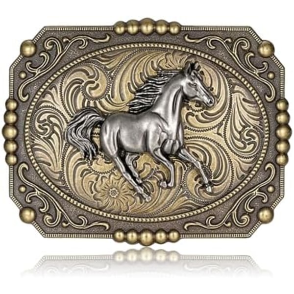 6,8x8,8cm Longhorn Bull Western Cowboy Texas Rodeo Bæltespænde til Mænd, Kors Bøn Hestmand Religiøst Bæltespænde