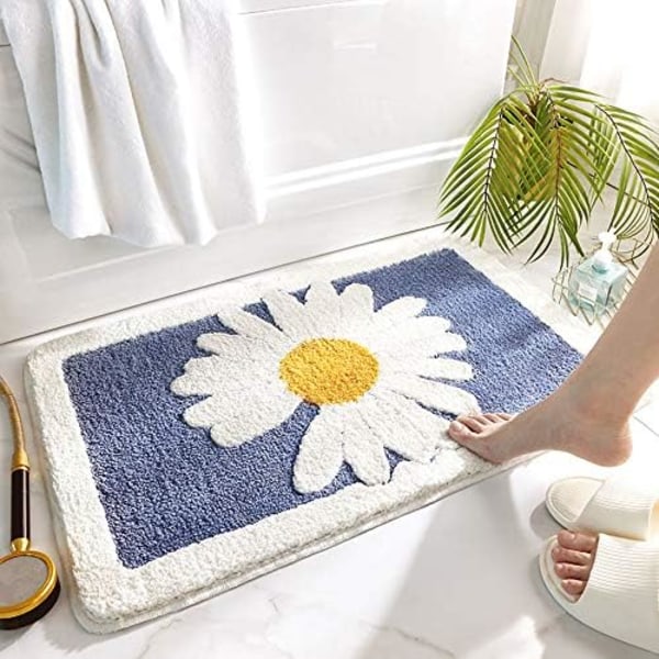 40*60CM Halksäker Tvättad Badmatta Dörrmatta Duschmatta Badkarmatta med Daisy-Mönster