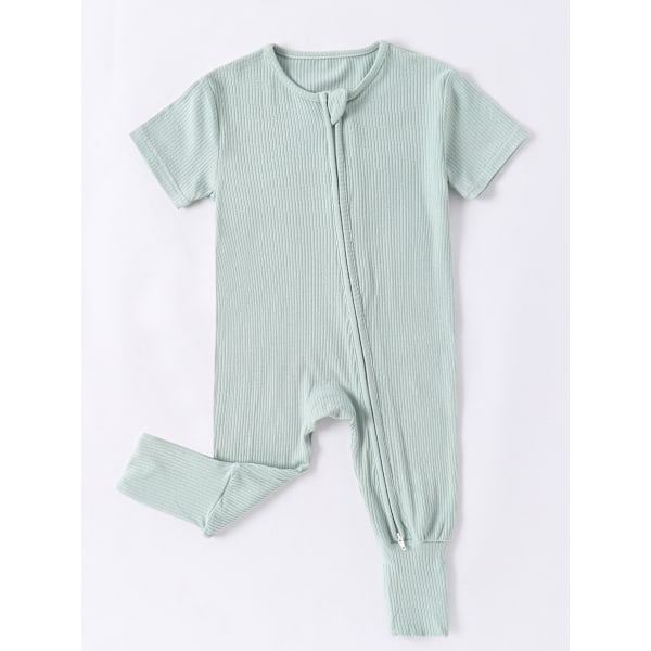 (M) Matcha farvet rayon lavet af bambusfiber baby pyjamas, sommer kortærmet fodløs onesie, to-