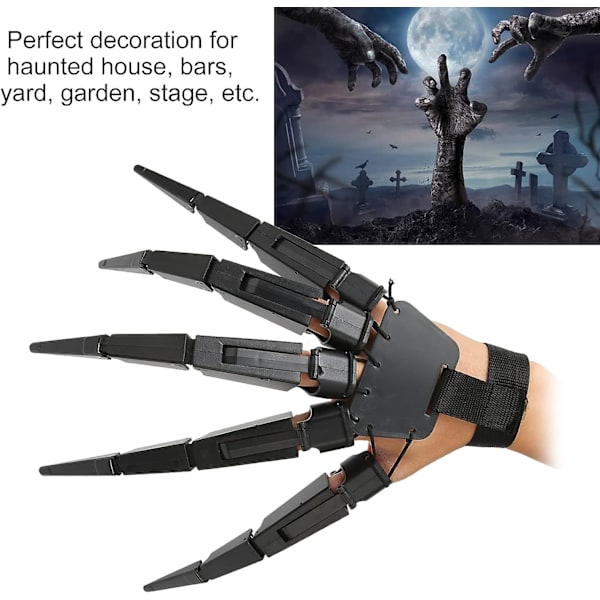 Halloween Knuckle Finger Extension, 3D-tryckt läskig skeletthand fest skräck rekvisita dekoration (Rig