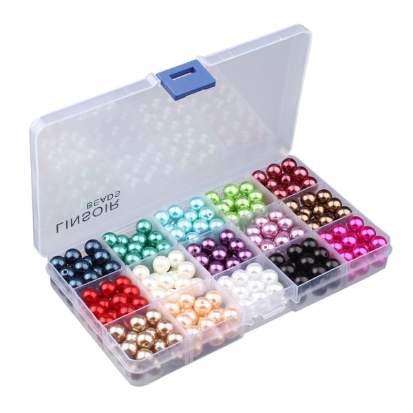 300 stk. 15 farver glasperle runde perler farvede perleformede perler f
