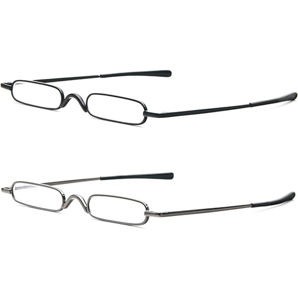 Mini smala läsglasögon fjädergångjärn Metall läshjälp unisex med case