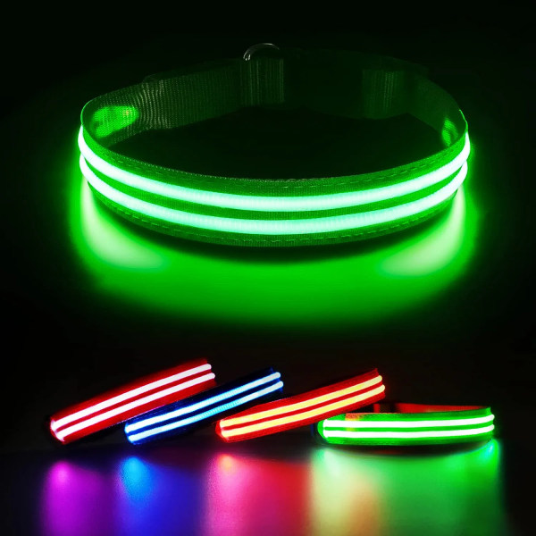 Oppladbart lys opp hundehalsbånd LED blinkende halsbånd og Wat