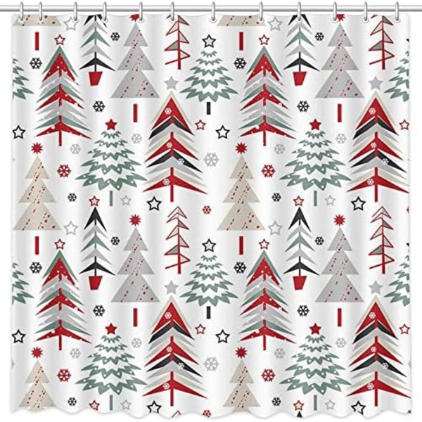 72x72 Duschdraperi med Julmotiv, Julgran Duschdraperi, Vinter Snöflinga Mönster Duschdraperi för Badrumsinredning, Tvättad