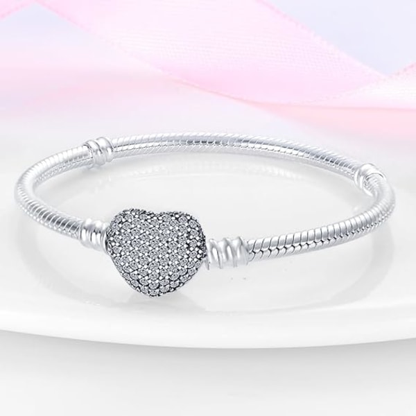 1 armbånd til kvinder Pandora charms med sølv hjertelås, kvinde