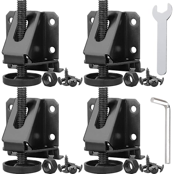 (Heavy Duty Furniture Levelers Black 4Pcs) Justerbar Bordben Leveler w/Lock Nuts til Møbler,Ta
