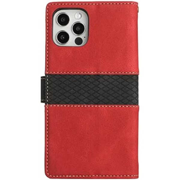 Kompatibel med iPhone 16 Pro Max Wallet Case, [Kickstand][Håndledsrem][Kortholder Slots] TPU Indvendig Beskyttende PU Læder
