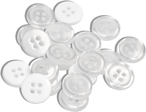 20 stk. perlemorsknapper - 4 huller, 12,5 mm, runde til tøj