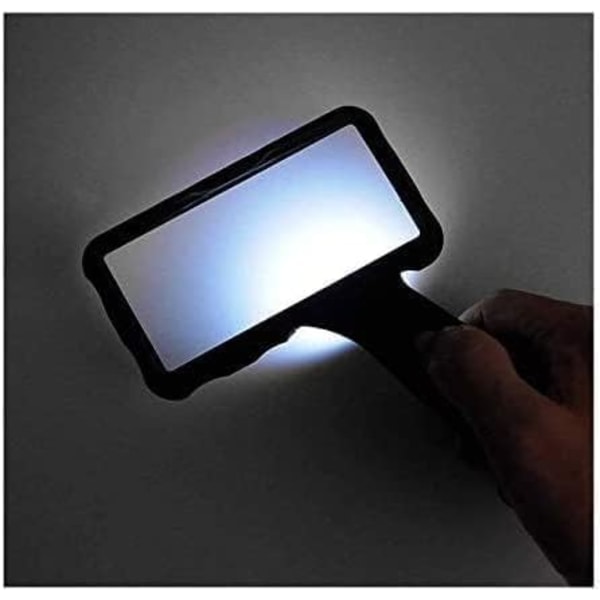 Handheld Rectangular Magnifying Glass, LED Light Magnifier,