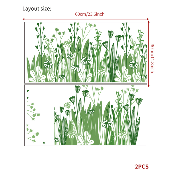 2 STK-klistremerker Muraux Herbes vertes Autocollants Muraux Mural S