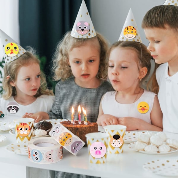 1000 Kule Dyre Runde Klistremerker, Tegneserie Klistremerker for Barnfest Favoritt Bursdag Klasserom Dekorasjon og Utendørs