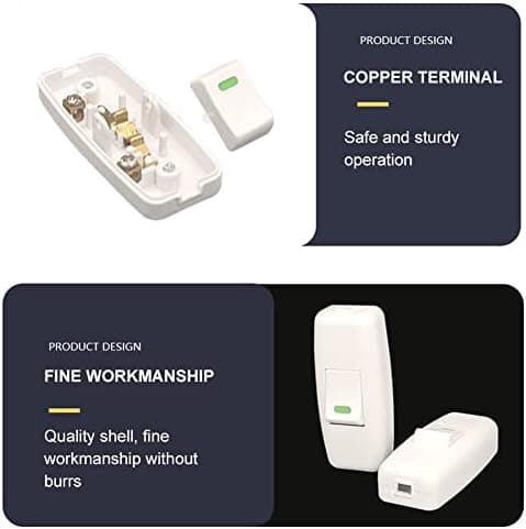 3x6,5cm 6-pack Lampswitch, Torpedoswitch, Sladdbrytare, Sänglampswitch, Inline Rocker Switch för Sängbord