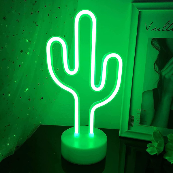 Kaktus LED-lys Neon skiltlys med base Nattlys