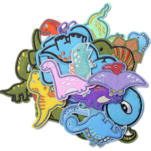 26 pakke dinosaur broderede patches, søde dinosaur stryge på/