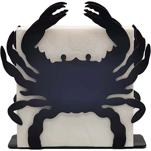 Marine Life Crab Serviet Holder til Borddekoration, Sort Metal Dispenser Velegnet til Papirhåndklæder Postbreve, Robust