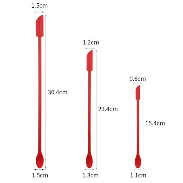 Mini Silikon Spatel, Små Silikon Skedar och Spatelburkskrapa för Smink Smalt Flaska, red