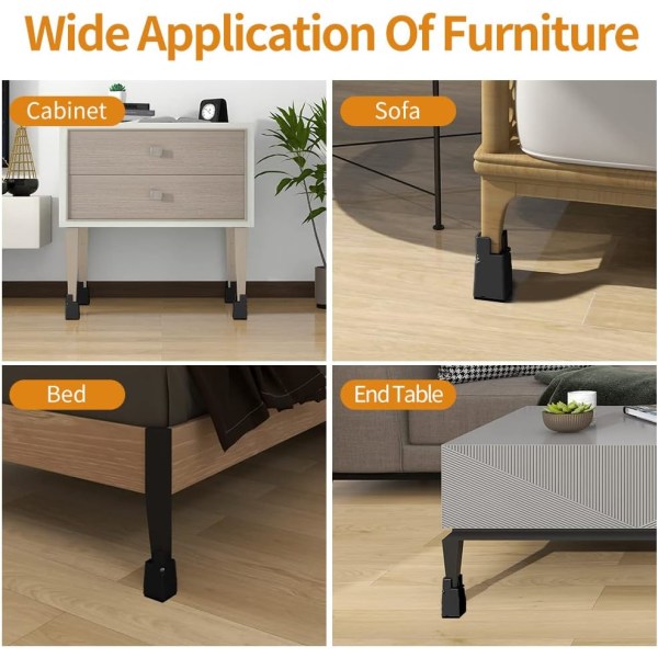 Justerbare møbelforhøjere 10 cm med skrueklemme, 4 tommer sengs benforhøjer, bord, sofa, skrivebord, tungt D
