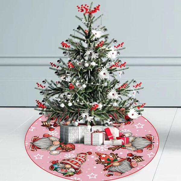 1 stk Juletre Skjørt Rosa Juletre Skjørt Glitter Nisser Snøflak Jul Vinter Juletre Skjørt 48 Tommer for Rosa Jul I