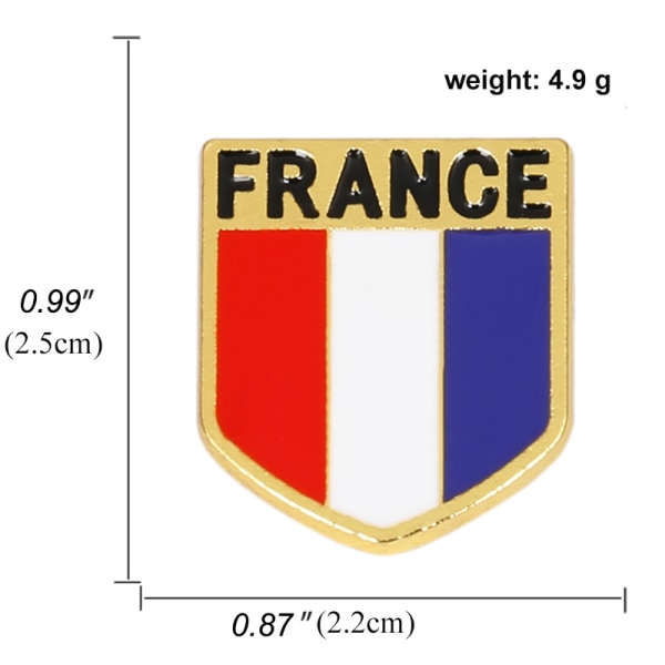 (D)6 pieces rustic enamel pins French flag lapel pins French brooch metal patriotic badge French sou