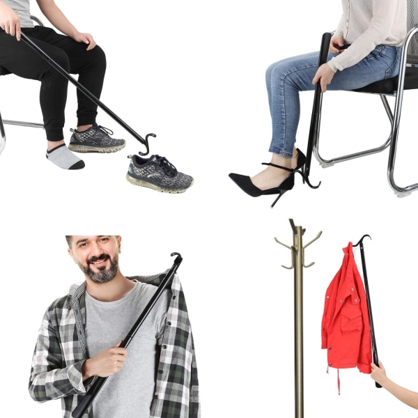 （Vit）88 cm lång klädpinne med strumpavtagare, justerbar