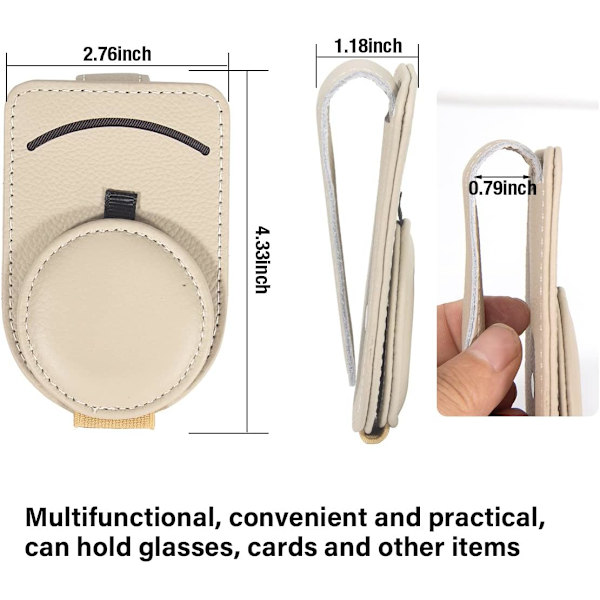 Solbrilholder i Læder til Bilsolskærm - Beige - Let & Kompakt
