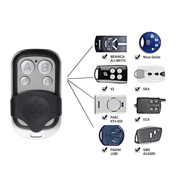 Set med 3 stk. Universal portåpner fjernkontroll, frekvens 433.92 Mhz for automatisk port, bred radius