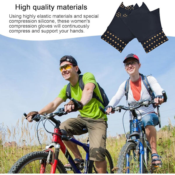 (Sort) Halvhandsker, Anti-Slip Silikon Halvfinger Cykling - Cyclin