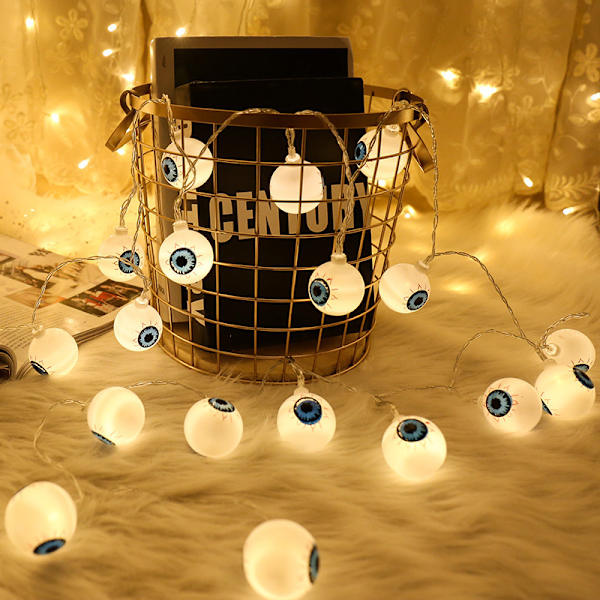 Halloween med fjernkontroll, 40 LED-lys, batteridrevet, vanntett, 8 lysmoduser for hall