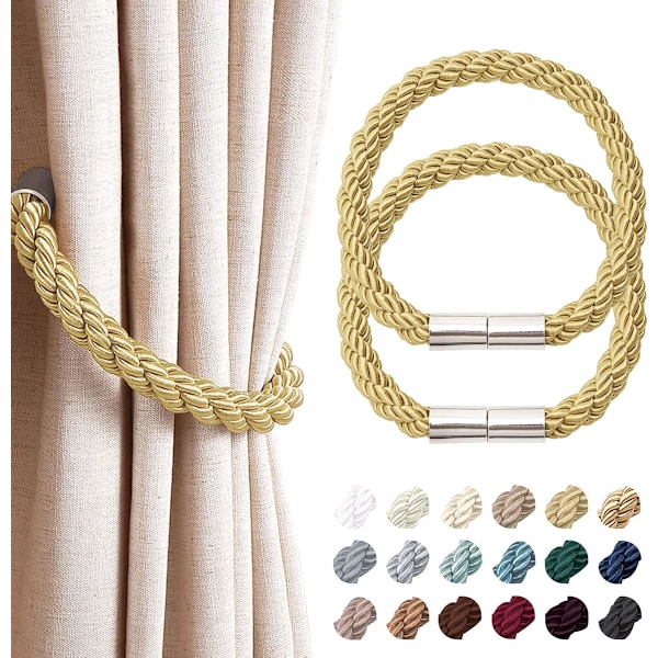 Guld 2-pak Stærke Magnetiske Gardinbindere Moderne Simpel Stil Draperingsbindere Praktiske Dekorative Vævede Reb Gardinholdere til Tynde eller Tykke
