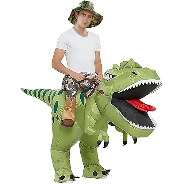 Oppblåsbar dinosaurkostyme for voksne, oppblåsbar dinosaurkostyme for Halloween, oppblåsbar kostyme
