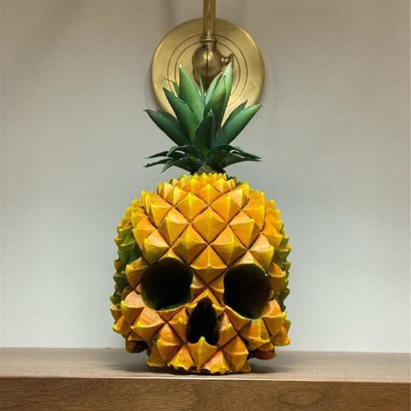 Ananas Skull Statue Oppbevaringsboks, Halloween Ananas Kreative Dekorasjoner Stue TV-skap