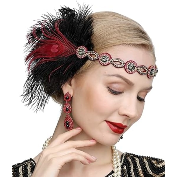 1920-luvun Gatsby-tyyliin sulkainen pääpanta, asusteet, roaring generat