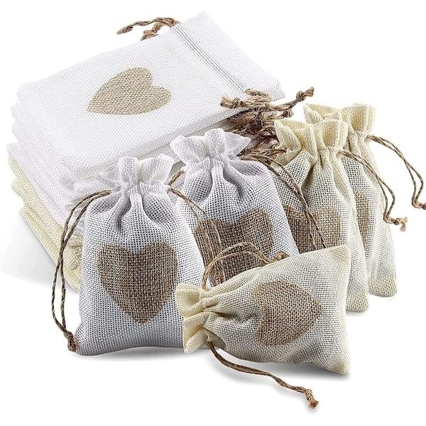 40 stk. Burlap-poser med snørelukning, Jute-pose, Bu