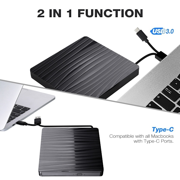 USB 3.0/Type C Ekstern CD/DVD-stasjon