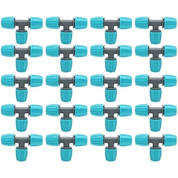 20 kpl Piikkipäisiä T-liittimiä, 16 mm Piikkipäisiä Letkuliittimiä Tippa-kasteluliittimiä Putken T-liittimiä 3-tieinen Adapteri Vesi