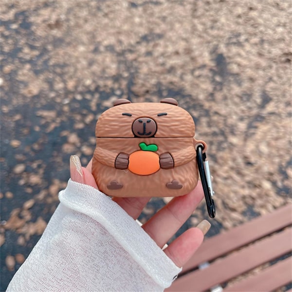 Sött Kawaii-fodral för AirPods 4, Fodral Kompatibelt med AirPod 4:e Generationen 2024, Roligt Capybara Stöttåligt Skyddande Hörlursfodral för Air pods