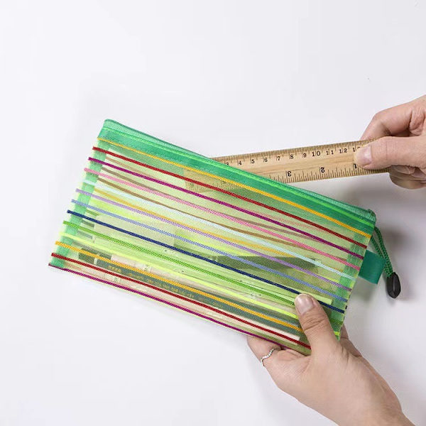 12-pack 6 Färger Zip Mesh-Pung, Förvaringspennskåp, Flerfunktions Pennfodral Bulk för Skola och Kontorsmaterial