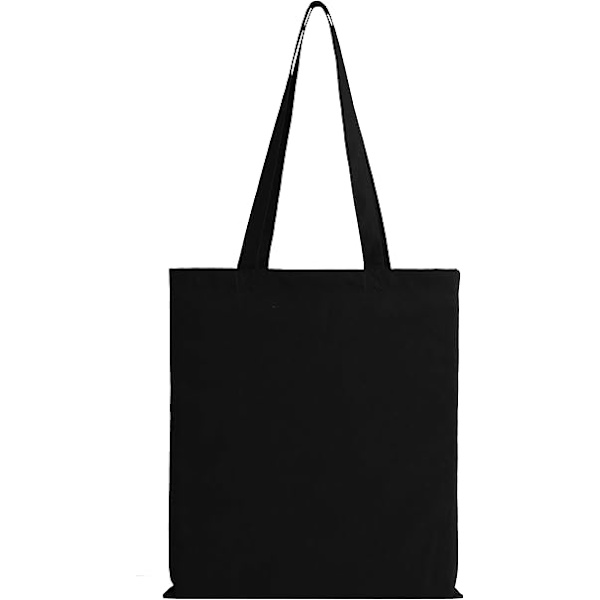 Svart 35x40cm Unisex Bomullsbag med Dragkedja Tjockare Canvasväska