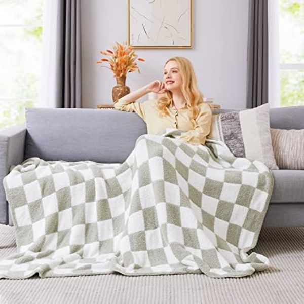 Ternet Kastanjetbrun Mikrofiber Blød Hyggelig Fluffy Varmt Håndlavet Kastanjetæppe til Sofa, Stol, Seng