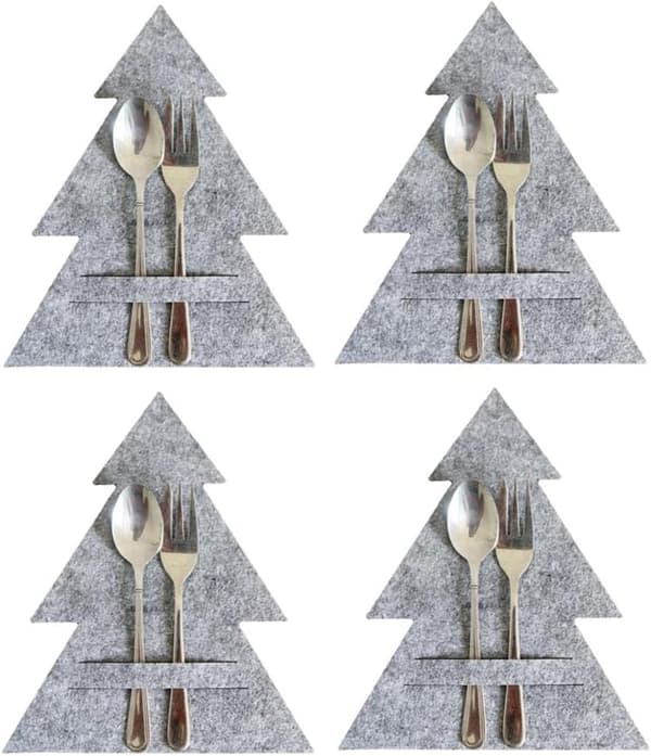 4-pack Julbesticksställ, Filt Julgran Bestickshållare