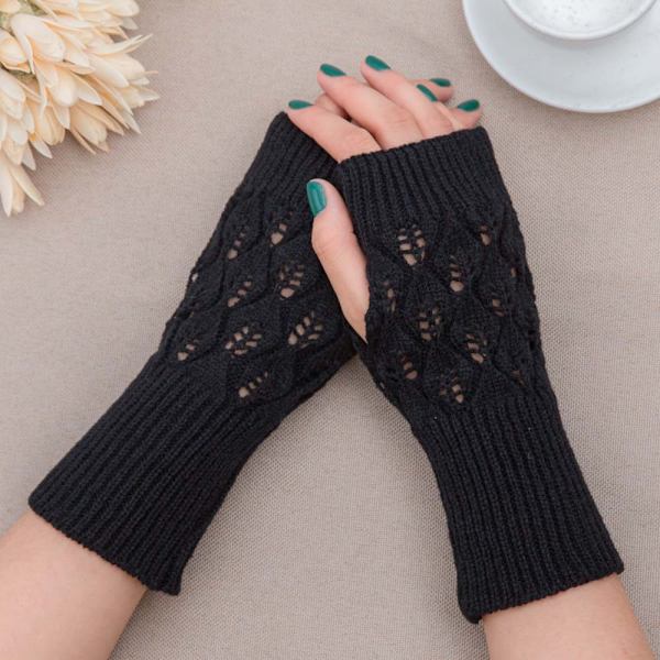 3 par akryl uld handsker halv finger strikkede lange handsker