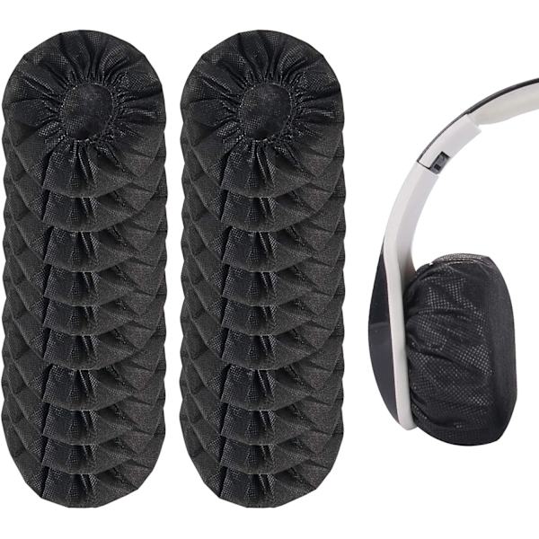 (100 stycken, Svart) 10-12 cm Engångs Hörlursöverdrag, Hygieniska Öronkuddar, Engångs Hörlursöverdrag för M