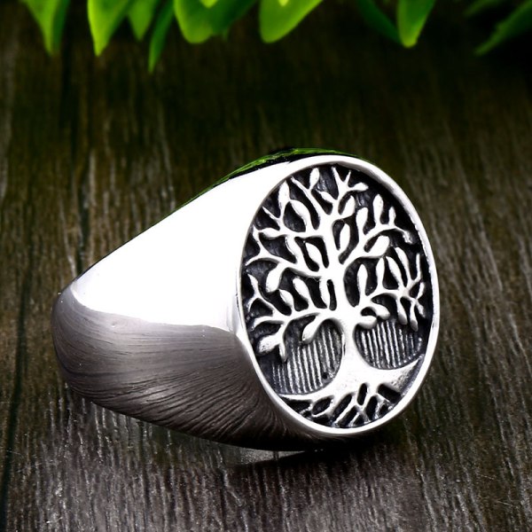 Round Signet Ring Life Tree of Life Stainless Steel NO.7
