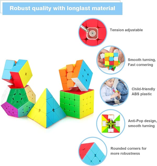 [5 Pack] Speed ​​Cube Set, Moyu Meilong MF2S 2x2 MF3S 3x3 MF